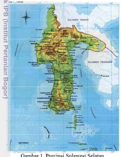Gambar 1  Provinsi Sulawesi Selatan (Sumber : Departemen Kehutanan 2002) 