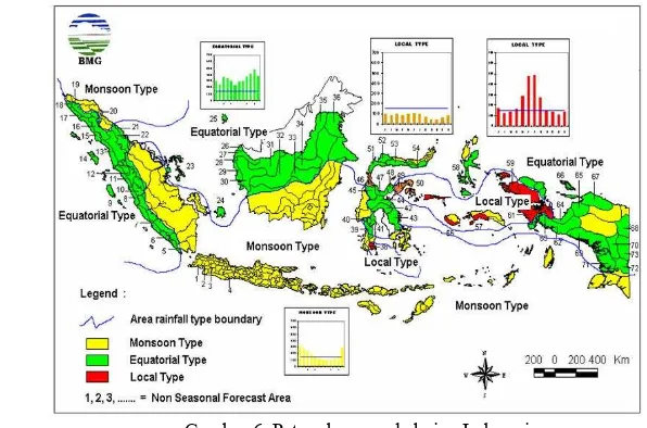 Gambar 6  Peta sebaran pola hujan Indonesia. 