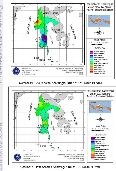 Gambar 20  Peta Sebaran Kekeringan Bulan JJA Tahun El-Nino. 