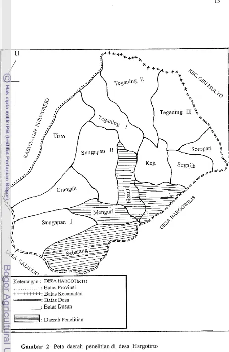 Gambar 2 Peta daerah penelitian di desa Hargotirto 