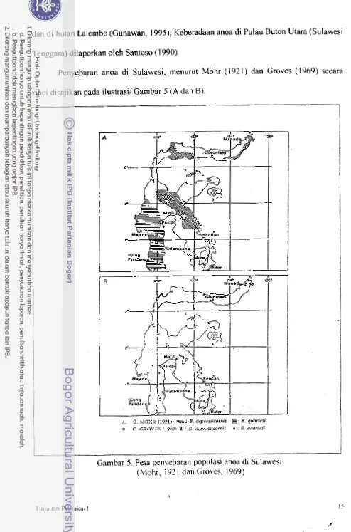 Gambar 5. Peta penyebaran populasi anoa di Sulawesi 