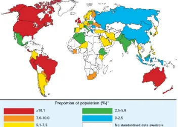 Gambar 1. Peta Dunia Prevalensi Klinis Asma2 