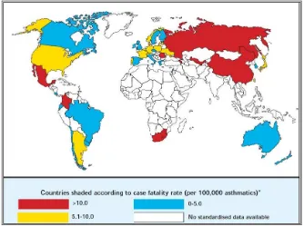 Gambar 2. Peta Dunia berdasarkan Case Fatality Rate Asma2 