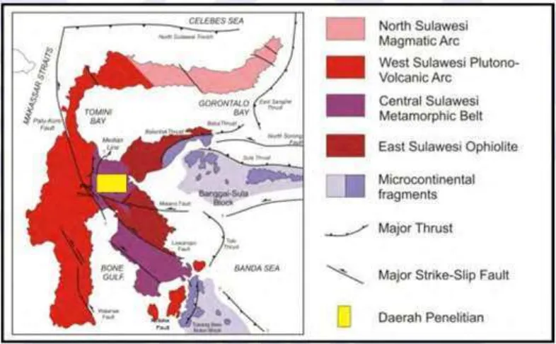 Gambar 5. Tektono-stratigrafi Sulawesi (Calvert and Hall, 2003) 