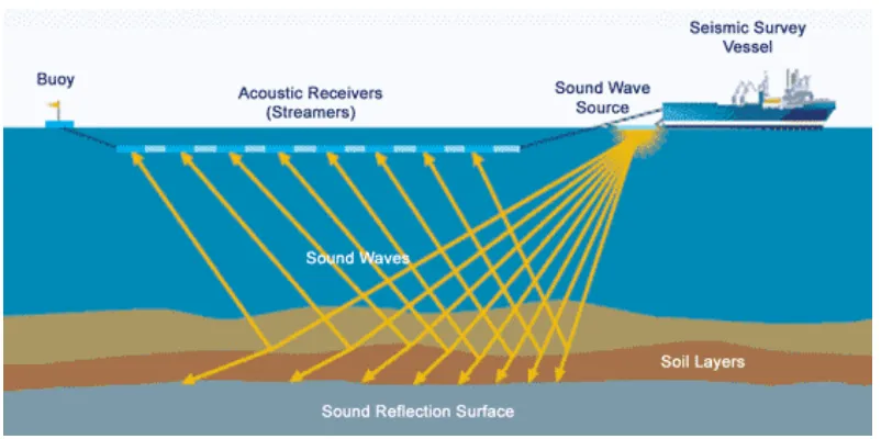 Gambar 3.1 Prinsip kerja seismik refleksi 