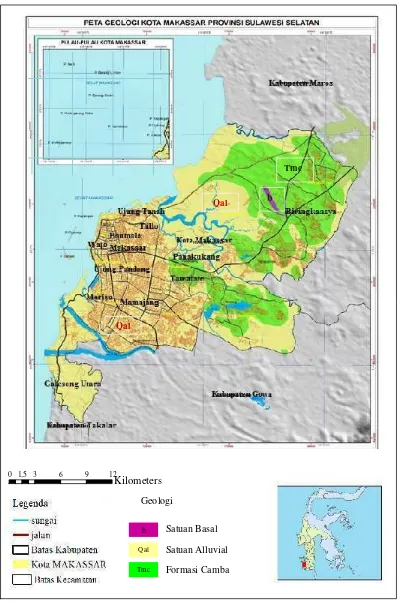 Gambar 3. Peta geologi Daerah Makassar (Soehaimi, 2009)