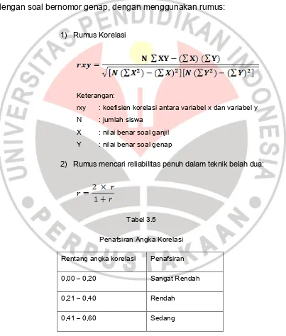 Tabel 3.5 Penafsiran Angka Korelasi 