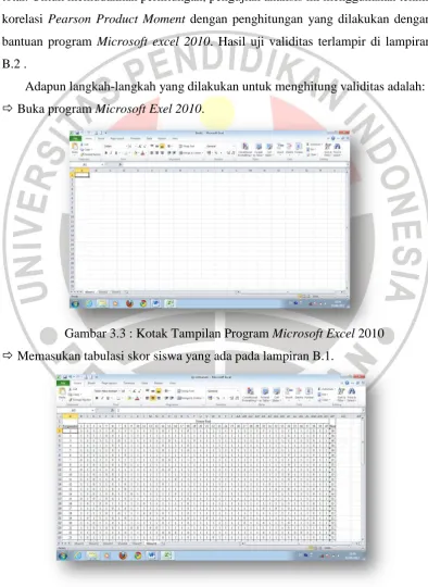 Gambar 3.3 : Kotak Tampilan Program Microsoft Excel 2010 
