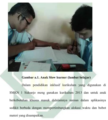 Gambar a.1. Anak Slow learner (lambat belajar) 
