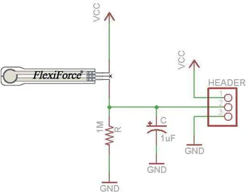 Gambar 3.5 Rangkaian sensor Flexiforce 