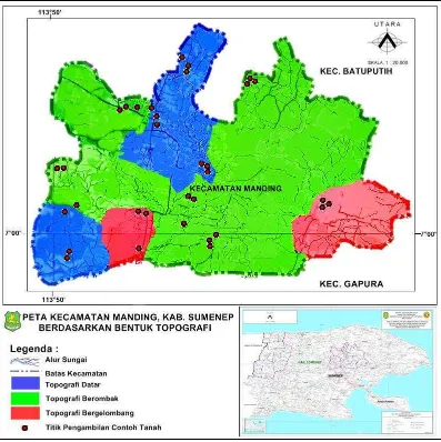 Gambar 4.1 Peta Pengambilan Contoh Tanah di Kec. Manding (Anonim, 2011) 