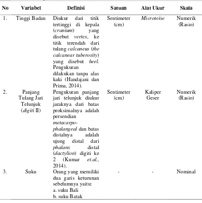 Tabel 2. Definisi operasional variabel
