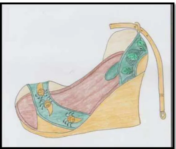 Gambar LXV: Desain terpilih sepatu ketty pery (Sumber: Dokumentasi Silfia, Maret 2015)  