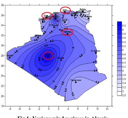 Fig 1: Various wind regimes in Algeria 