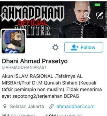 Gambar 4. Profil Akun Twitter @ahmaddhaniprast