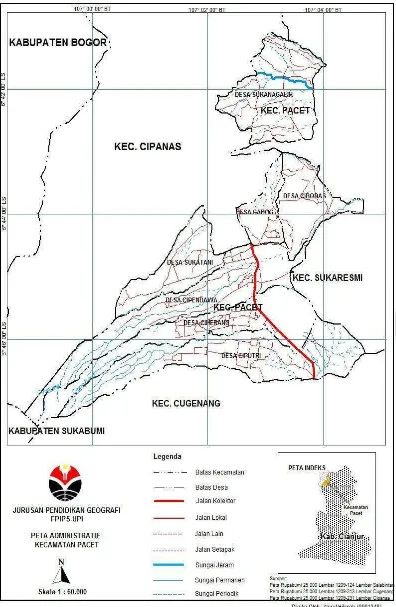 Gambar 3.1 Peta Administratif Kecamatan Pacet 