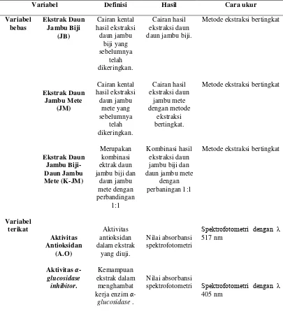 Tabel 1. Definisi Operasional 