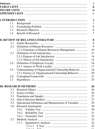 TABLE LISTS  ..............................................................................................