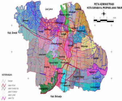 Gambar 2.  Peta Administrasi Kota Surabaya 