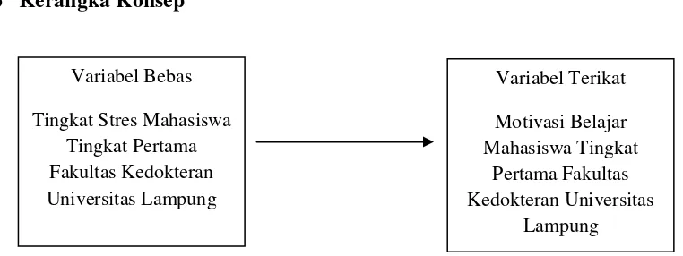Gambar 2. Kerangka Konsep Hubungan Stres Terhadap Motivasi Belajar Mahasiswa Tingkat Pertama Fakultas Kedokteran Universitas Lampung 