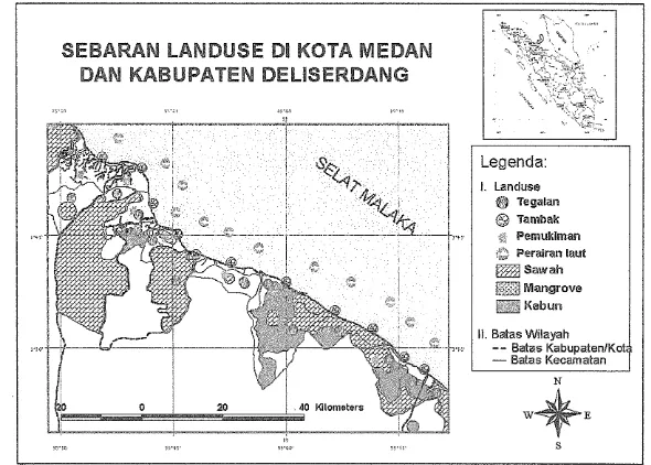 Gambar 6. Sebaran Landuse di Kecamatan-kecamatan Pesisir Kabupaten Deli Serdang dan Kota Medan 