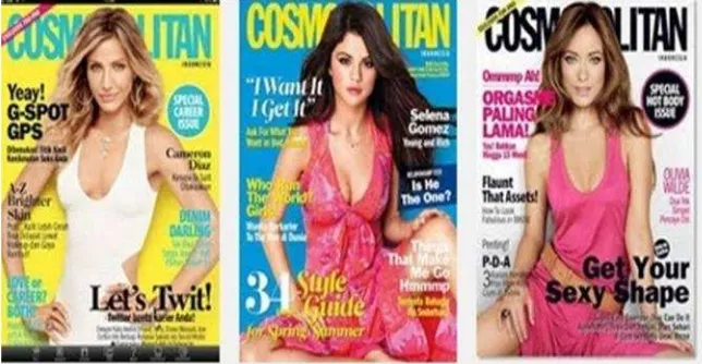 Gambar 2. Kolase Cover Majalah Cosmopolitan (Sumber : google.com)
