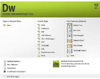 Gambar 2.4 Halaman awal Adobe Dreamweaver CS4 