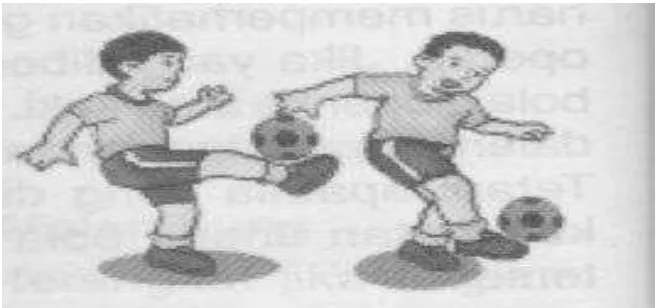 Gambar 7. Menghentikan Bola dengan Kaki Bagian Luar Sumber: (Tri Minarsih, dkk2010 : 12) 