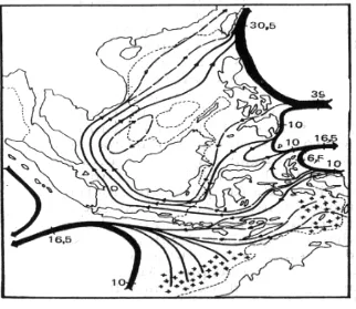 Gambar 5.  Transpor air pada bulan Agustus (Wyrtki, 1961) 