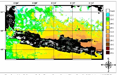 Gambar 10c.  Sebaran Suhu Permukaan Laut Citra Satelit NOAA16-AVHRR 