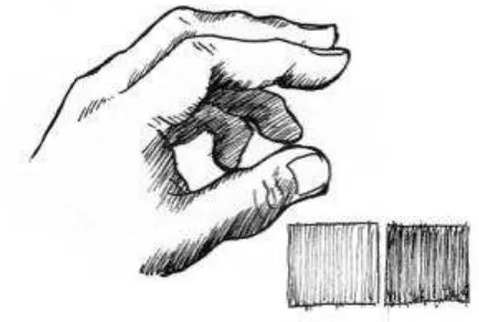 Gambar 1: teknik arsir dengan goresan pena satu arah 