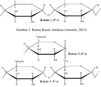 Gambar 2. Rantai Kimia Amilosa (Anonim, 2013) 