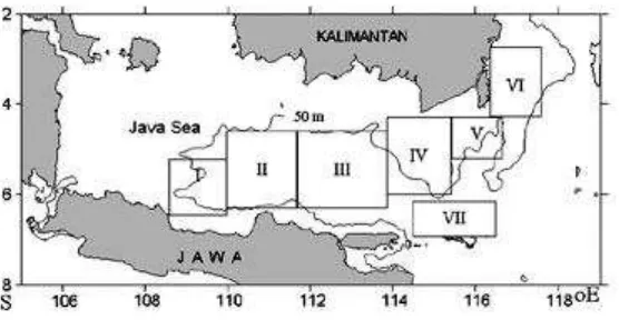 Figure 1. The fishing grounds of purse seine fishery in the Java Sea.  