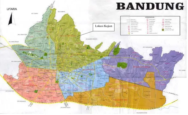 Gambar 2.  Peta Lokasi Kelurahan Cigadung Kecamatan Cibeunying Kaler Kota Bandung 