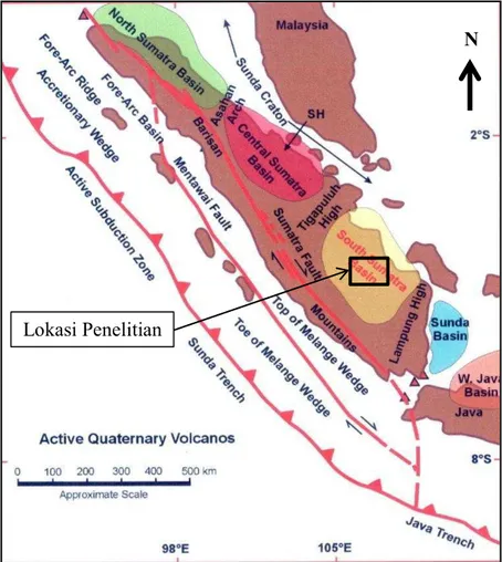 Gambar 1. Peta Cekungan Pulau Sumatera (Heidrick dan Aulia,1993) 