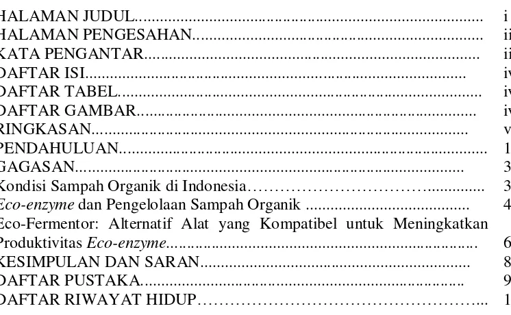 Tabel 1. Estimasi Timbunan Sampah di Indonesia pada tahun 2008............ 
