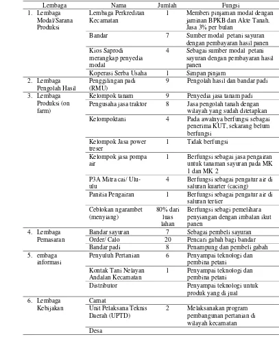 Tabel 6. Jumlah dan fungsi lembaga agribisnis di Desa Citarik, 2008. 