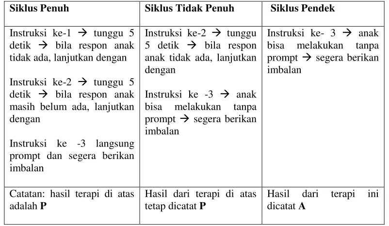 Tabel. I: Skema Discret Trial Training (DTT) 
