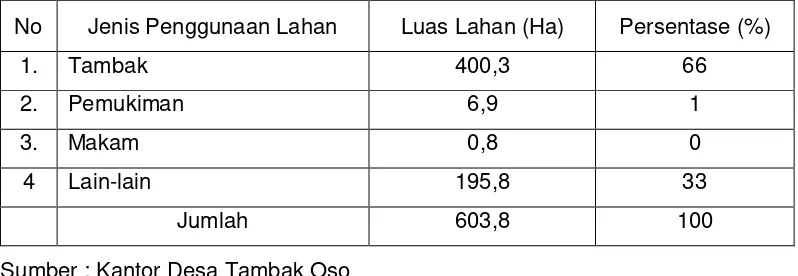 Tabel 4.5  Distribusi Penggunaan Tanah Di  Desa Tambak Oso, Kecamatan 