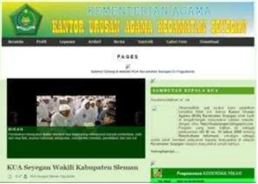 Gambar 2. Tampilan website KUA Kecamatan Seyegan 
