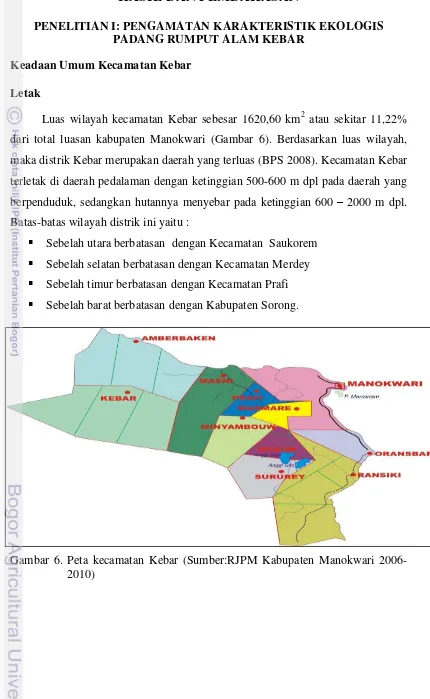 Gambar 6. Peta kecamatan Kebar (Sumber:RJPM Kabupaten Manokwari 2006-