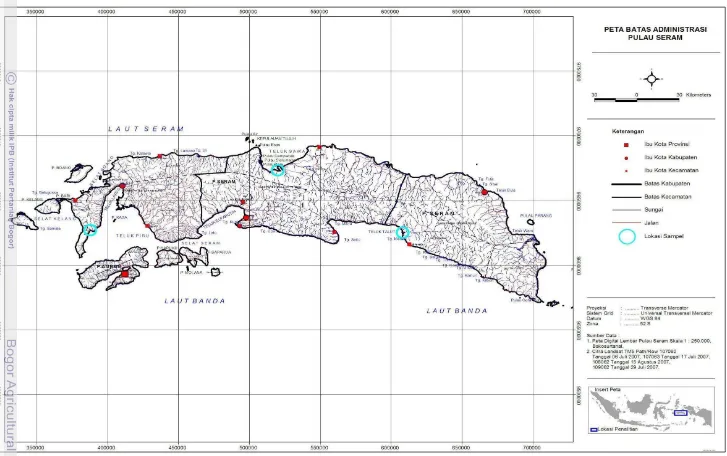 Gambar 2.  Peta lokasi penelitian P. Seram, Maluku 