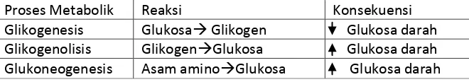 Tabel 3. Metabolisme Glukosa 