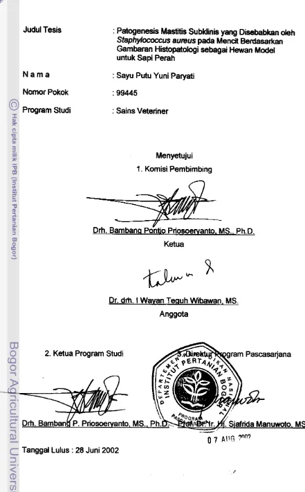 Gambaran Histopatologi sebagai Hewan Model 