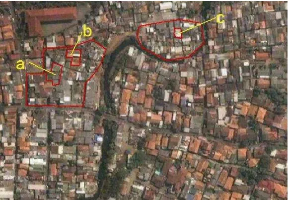 Gambar 9. Pola Permukiman Teratur di Kelurahan Cipinang Besar Selatan Pada Citra 