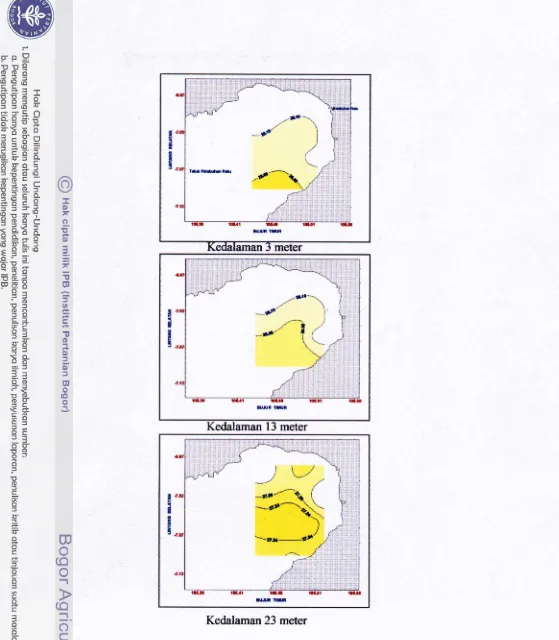 Gambar 10. Sebaran Horizontal Suhu Pada Kedalarnan 3,13 dan 23 meter 