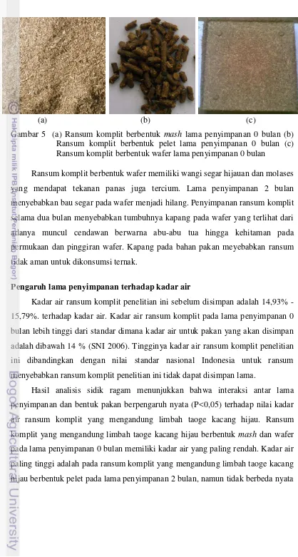 Gambar 5  (a) Ransum komplit berbentuk mash lama penyimpanan 0 bulan (b) 