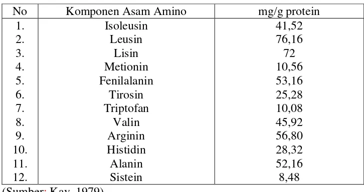 Tabel 2. Komposisi Asam Amino dalam Kacang Merah 