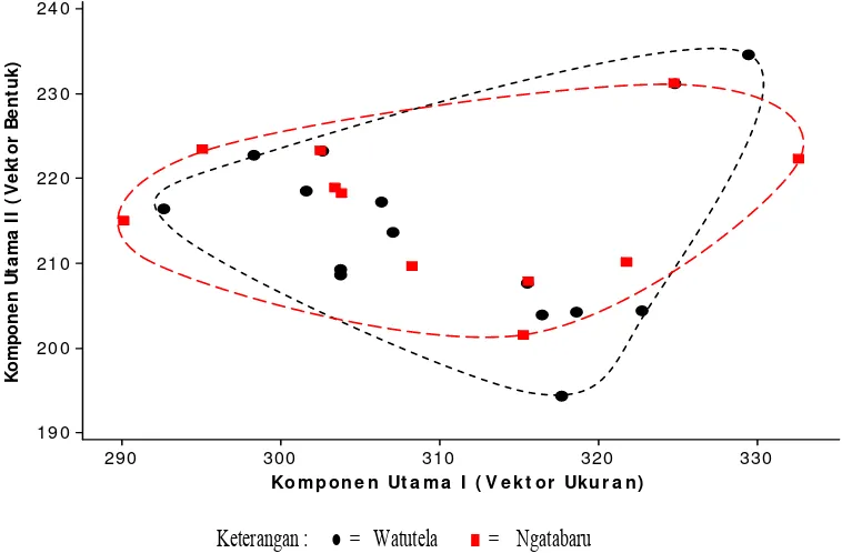 Tabel 9   Korelasi antara ukuran dan bentuk tubuh  dengan masing-masing ukuran tubuh ayam hutan merah betina  di lokasi  penelitian  