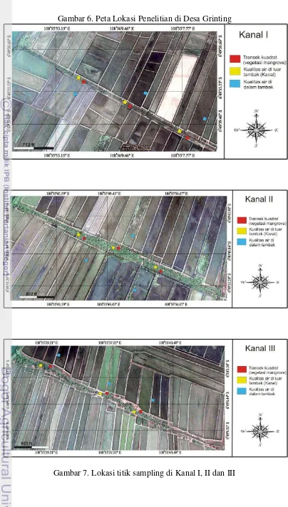 Gambar 7. Lokasi titik sampling di Kanal I, II dan III 